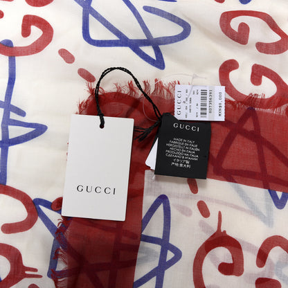 Gucci Modal Silk GucciGhost Print Square Scarf White 3 of 5