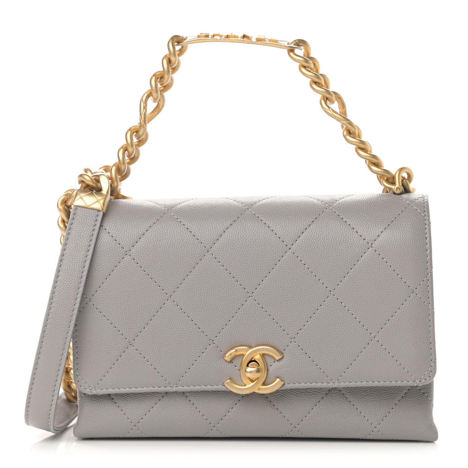 Chanel Caviar Quilted Mini Bracelet On Chain Flap Grey 1 of 10
