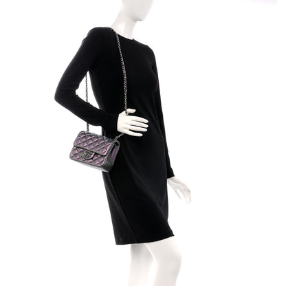 Chanel Iridescent Lambskin Quilted Mini Square Flap Dark Purple 2 of 9