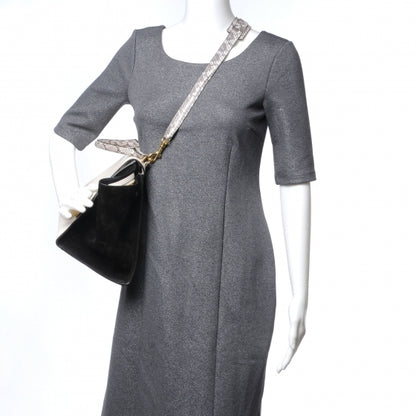 Celine Calfskin Suede Whipsnake Small Trapeze Black White 2 of 5