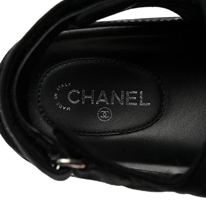 Chanel Mixed Fibers Velcro Dad Sandals 38 Black 7 of 8