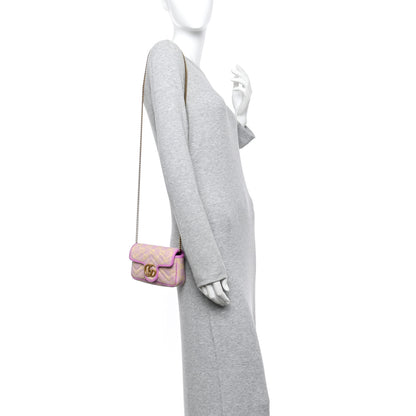 Gucci Monogram Super Mini GG Marmont Shoulder Bag Lilac Yellow 2 of 11