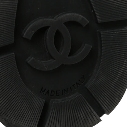Chanel Shiny Calfskin Patent Quilted Chain Lace Up Combat Long Boots 38.5 Black 7 of 8