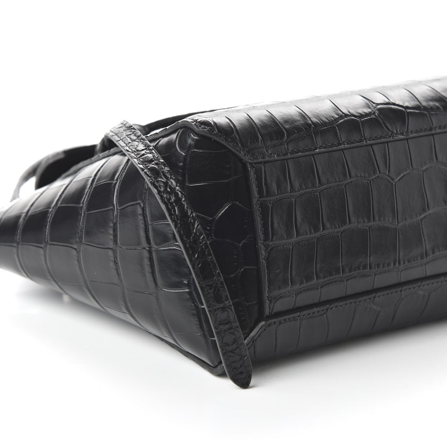 Calfskin Crocodile Embossed Nano Belt Bag Black
