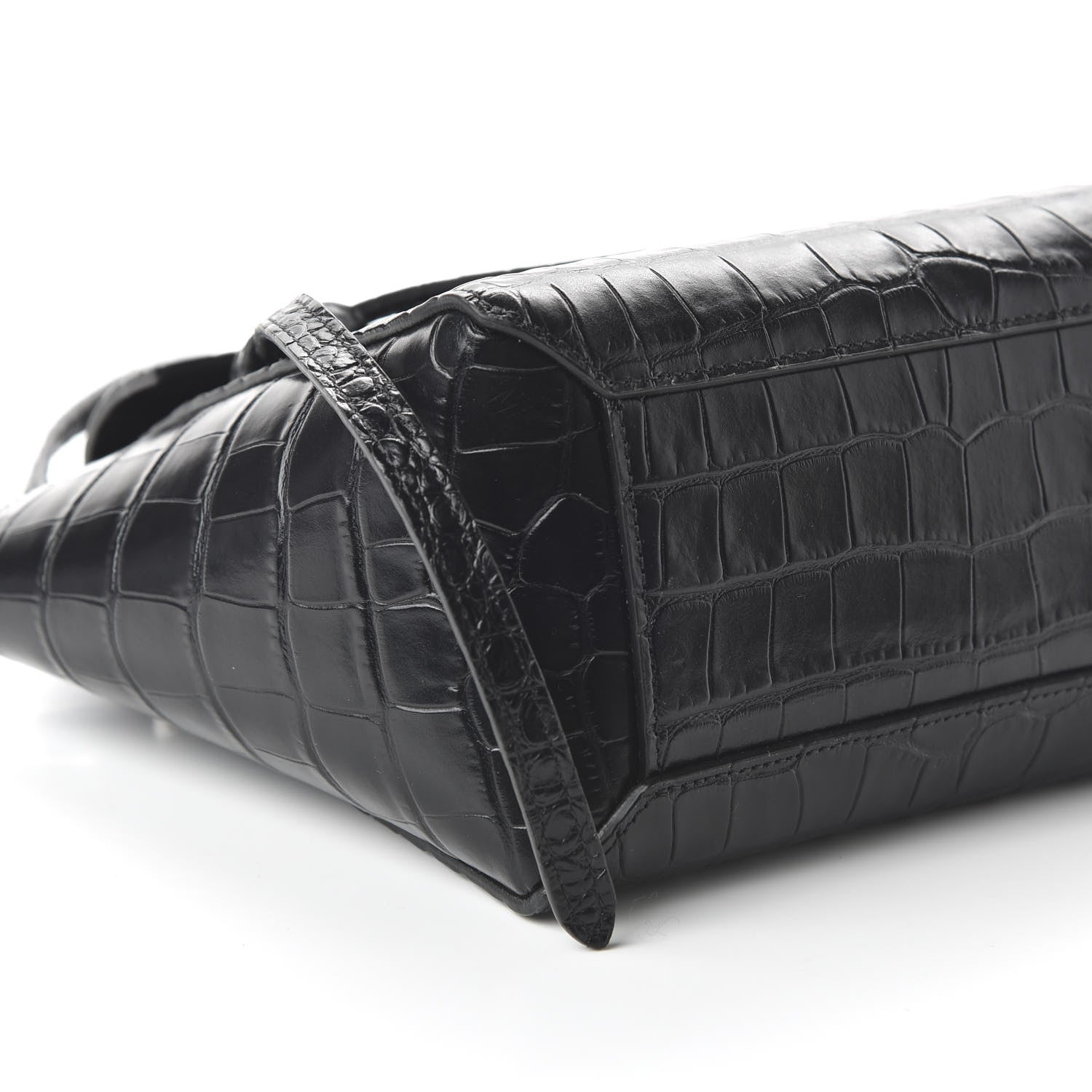 Celine Calfskin Crocodile Embossed Nano Belt Bag Black 6 of 9