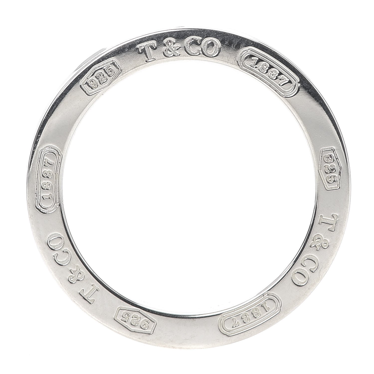 Tiffany Sterling Silver 3 Diamond 1837 Ring 50 5.5 5 of 6