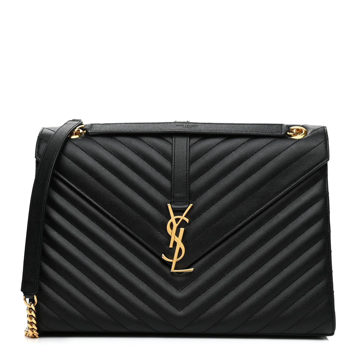 Grain De Poudre Matelasse Chevron Large Monogram Satchel Black