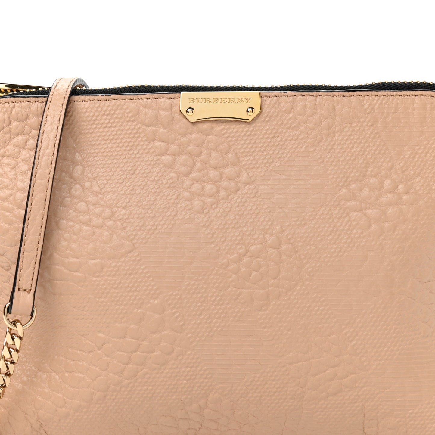 Signature Grain Calfskin Check Embossed Peyton Crossbody Clutch Bag Apricot