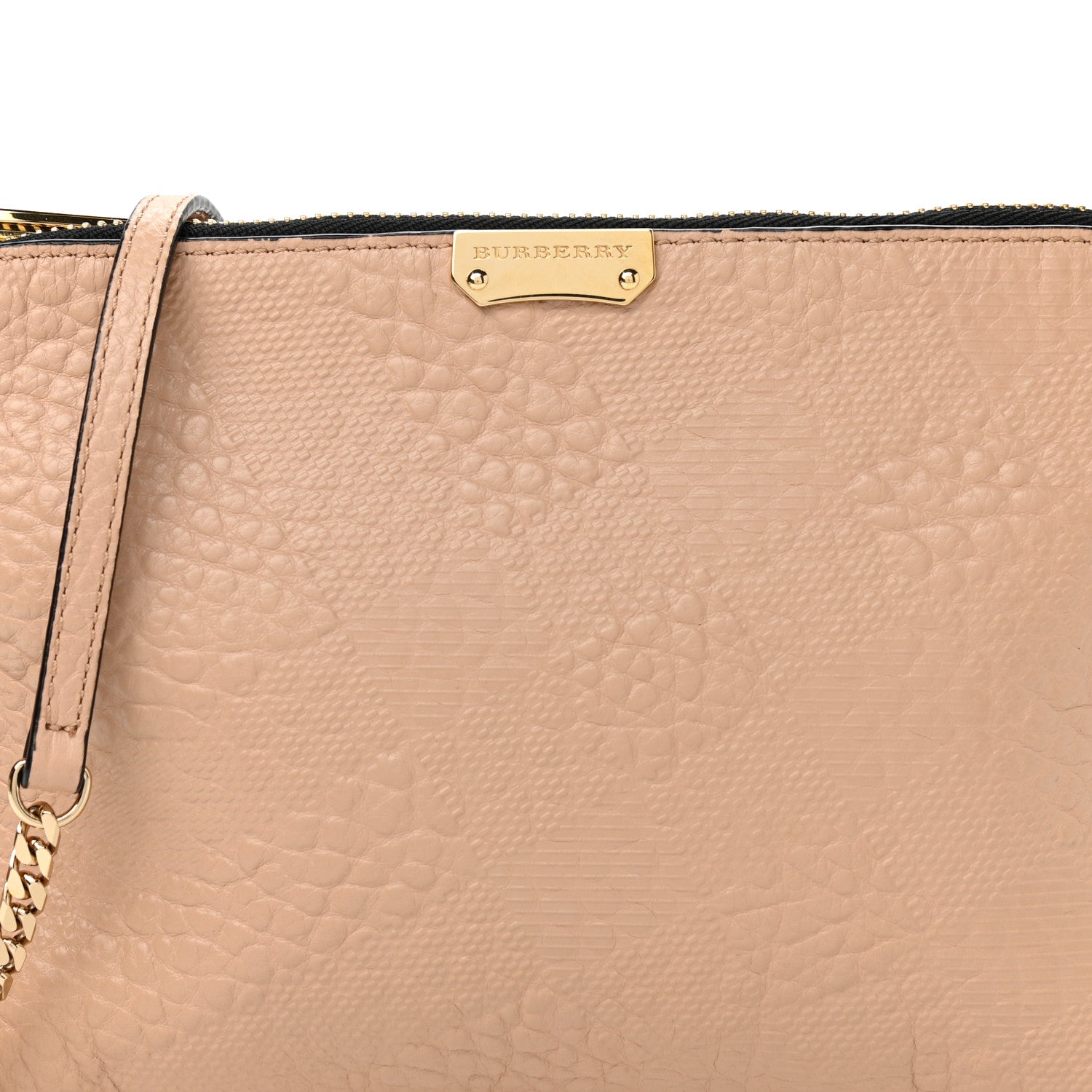 Burberry Signature Grain Calfskin Check Embossed Peyton Crossbody Clutch Bag Apricot 9 of 11
