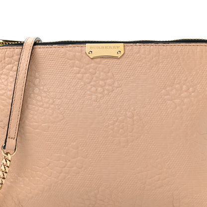 Burberry Signature Grain Calfskin Check Embossed Peyton Crossbody Clutch Bag Apricot 9 of 11