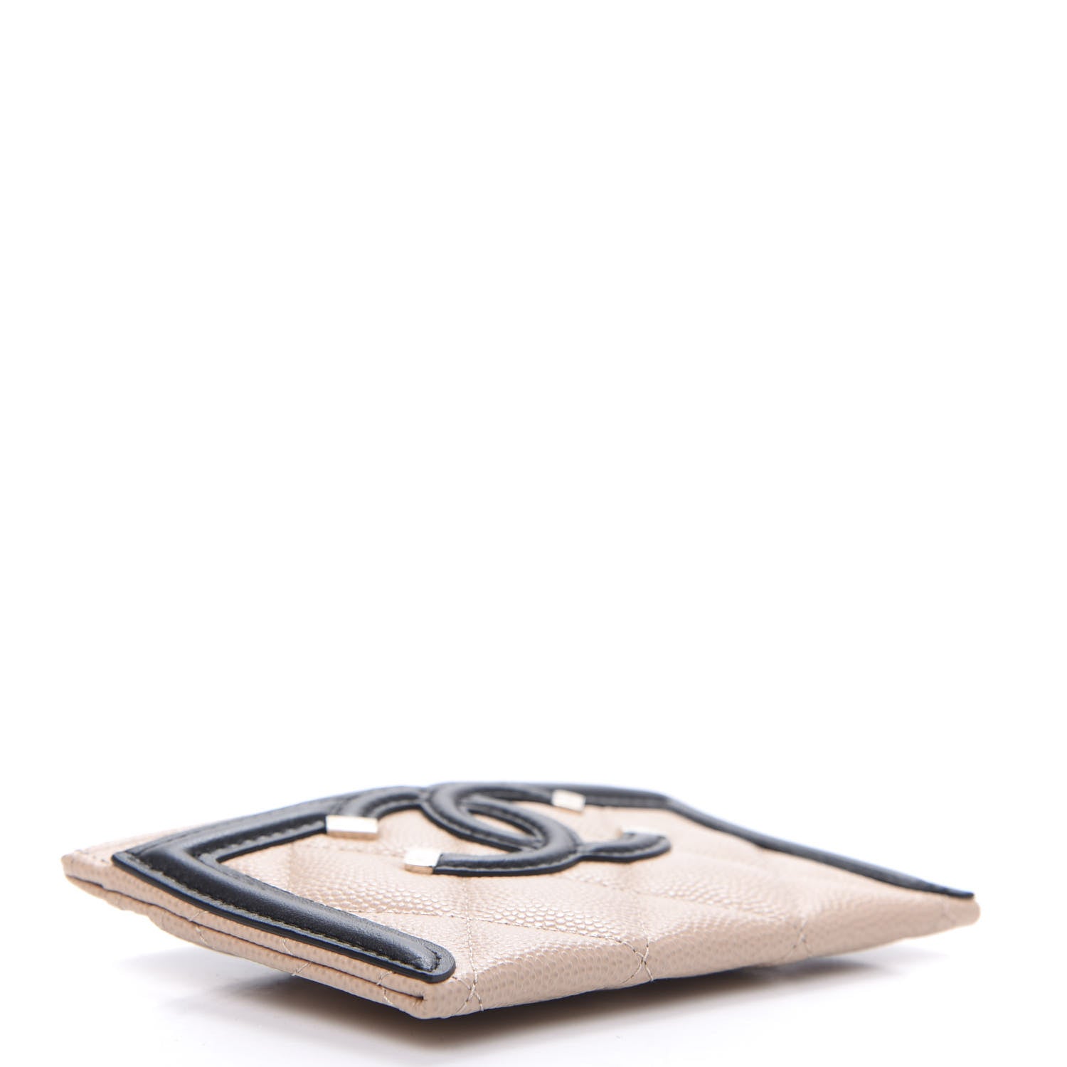 Chanel Caviar Quilted Filigree Card Holder Beige Black 4 of 9