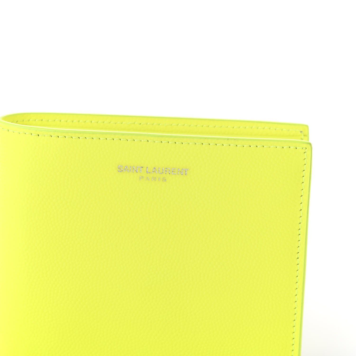 Saint Laurent Grain De Poudre Paris East West Wallet Neon Yellow 9 of 9