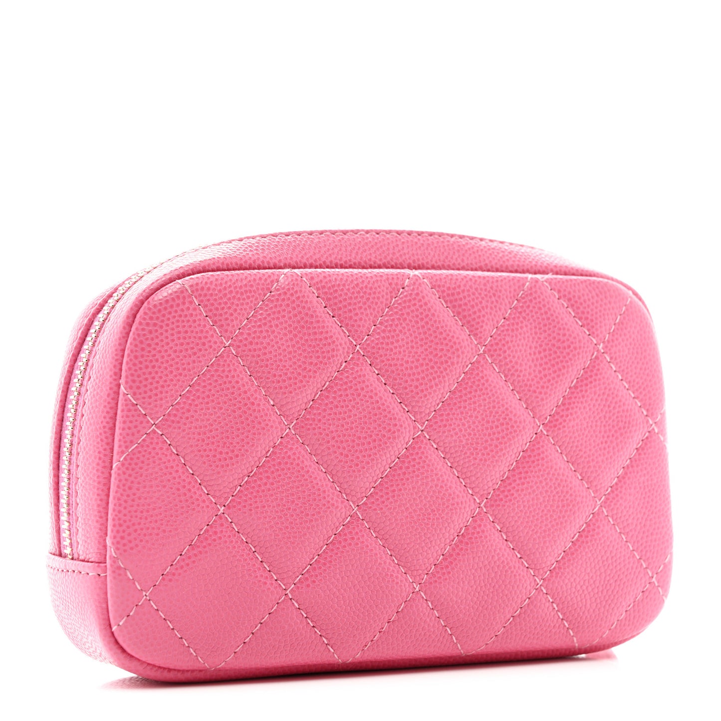 Caviar Quilted Small Curvy Pouch Cosmetic Case Pink