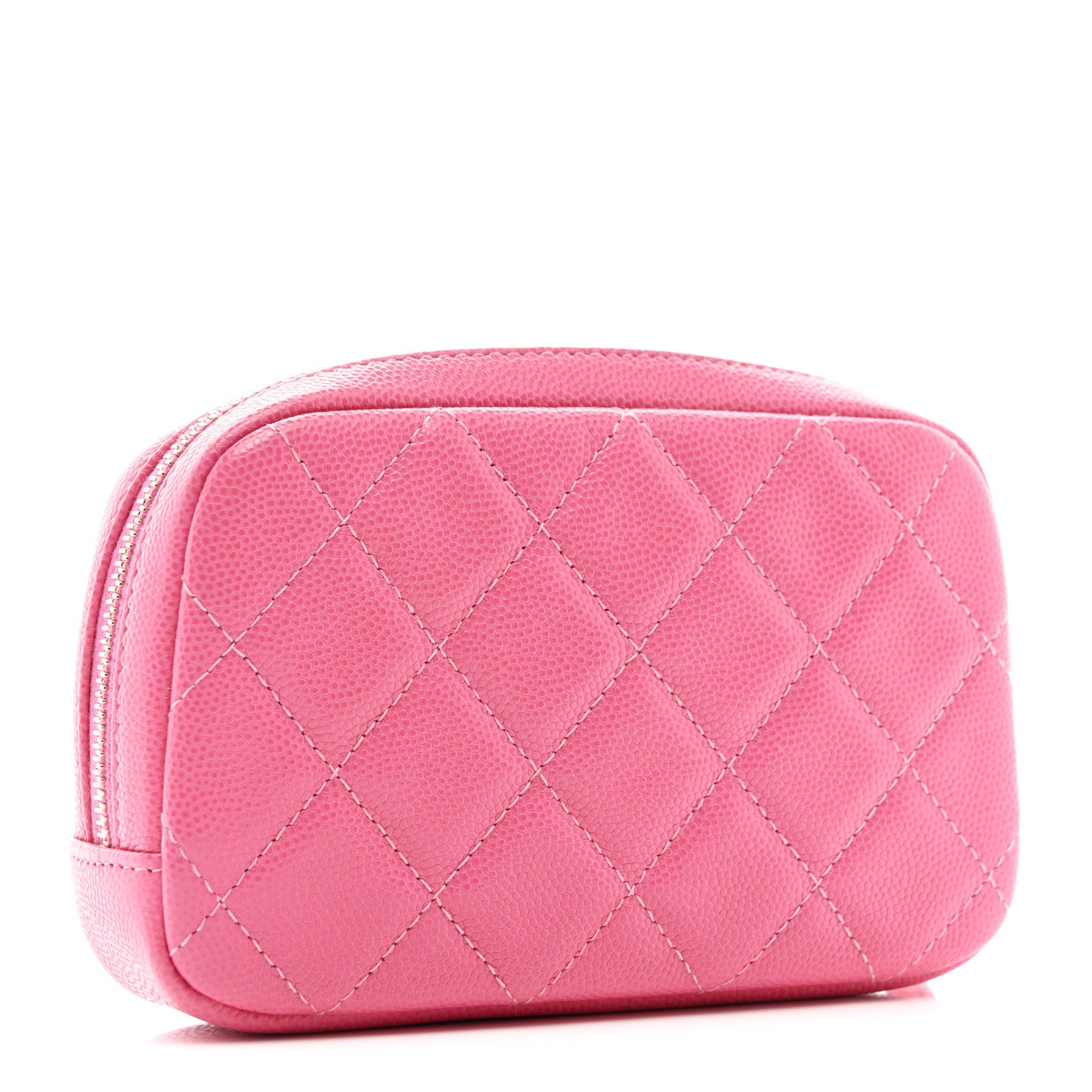 Chanel Caviar Quilted Small Curvy Pouch Cosmetic Case Pink 3 of 7