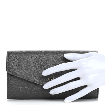 Louis Vuitton Metallic Empreinte Monogram Crystal Flower Sarah Wallet Gun Metal 2 of 9
