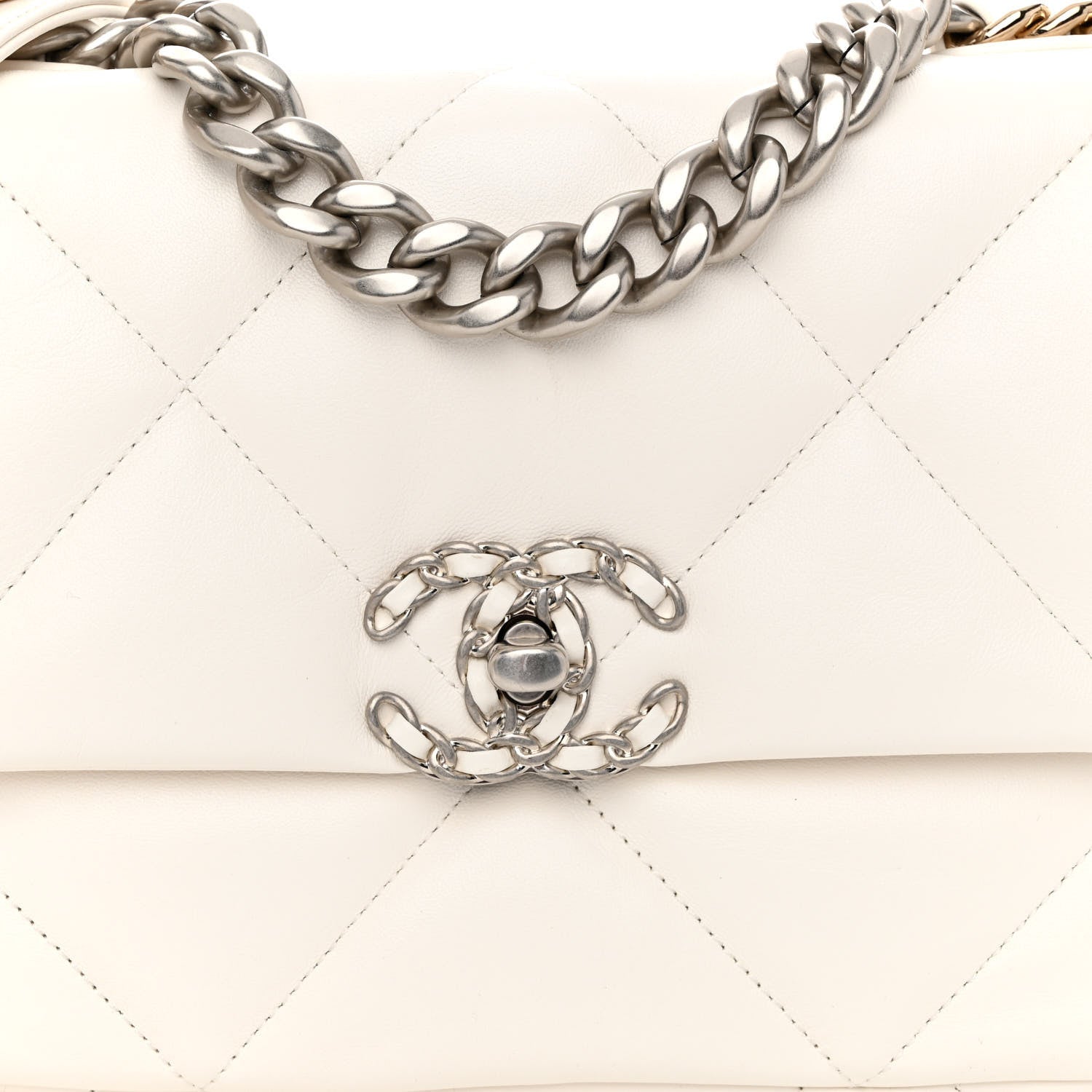 Chanel Lambskin Quilted Medium Chanel 19 Flap White 7 of 9