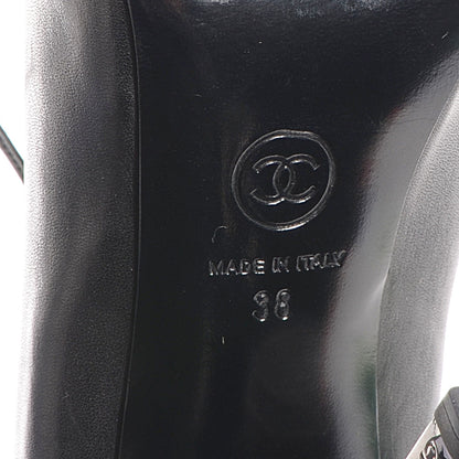 Chanel Leather Lacets Cap Toe Booties 38 Noir 6 of 9