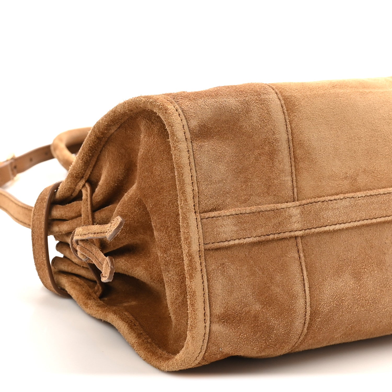 Prada Suede Triangle Medium Bonnie Shoulder Bag Cacao 8 of 9