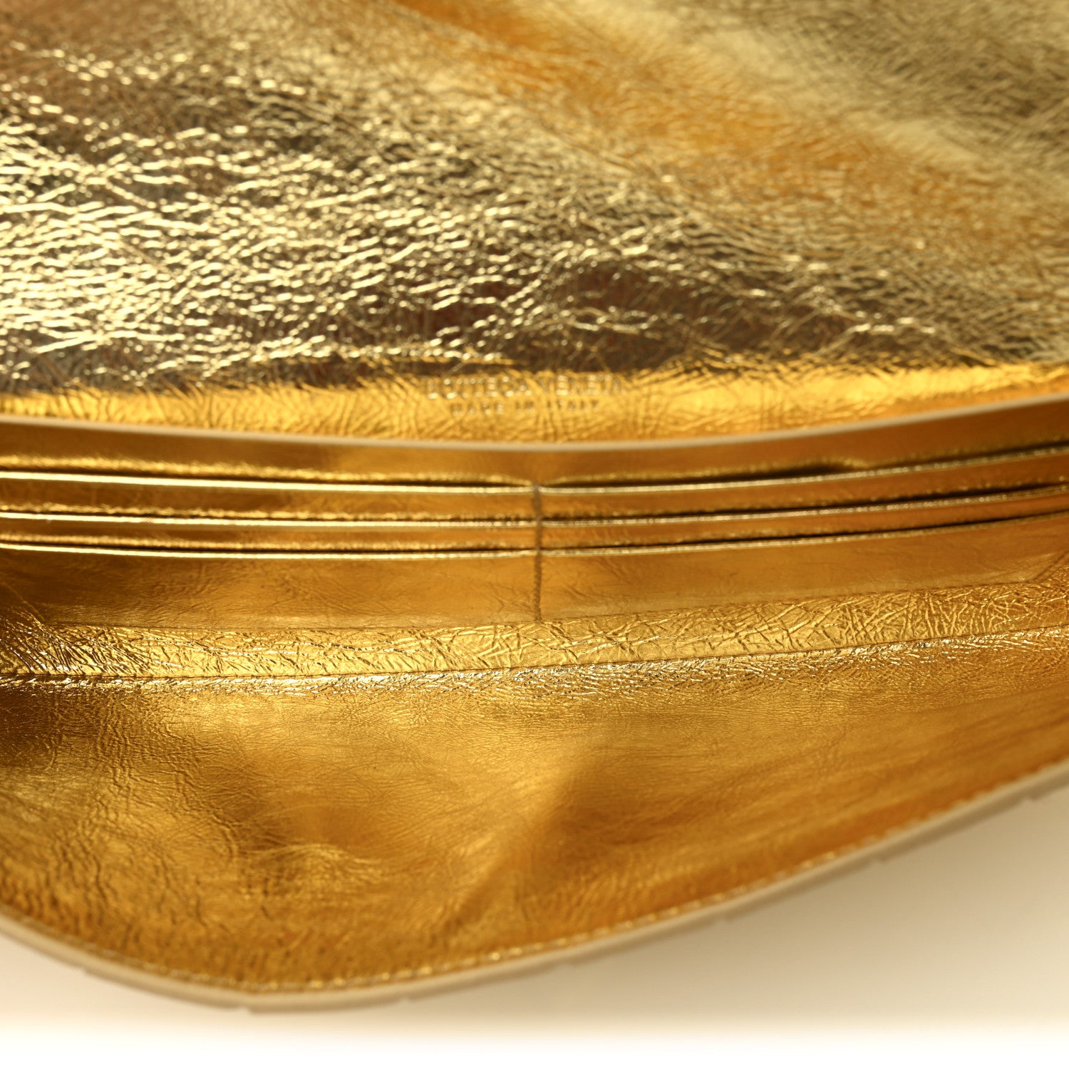Bottega Veneta Metallic Lambskin Intrecciato Long Andiamo Top Handle Clutch Gold 5 of 6