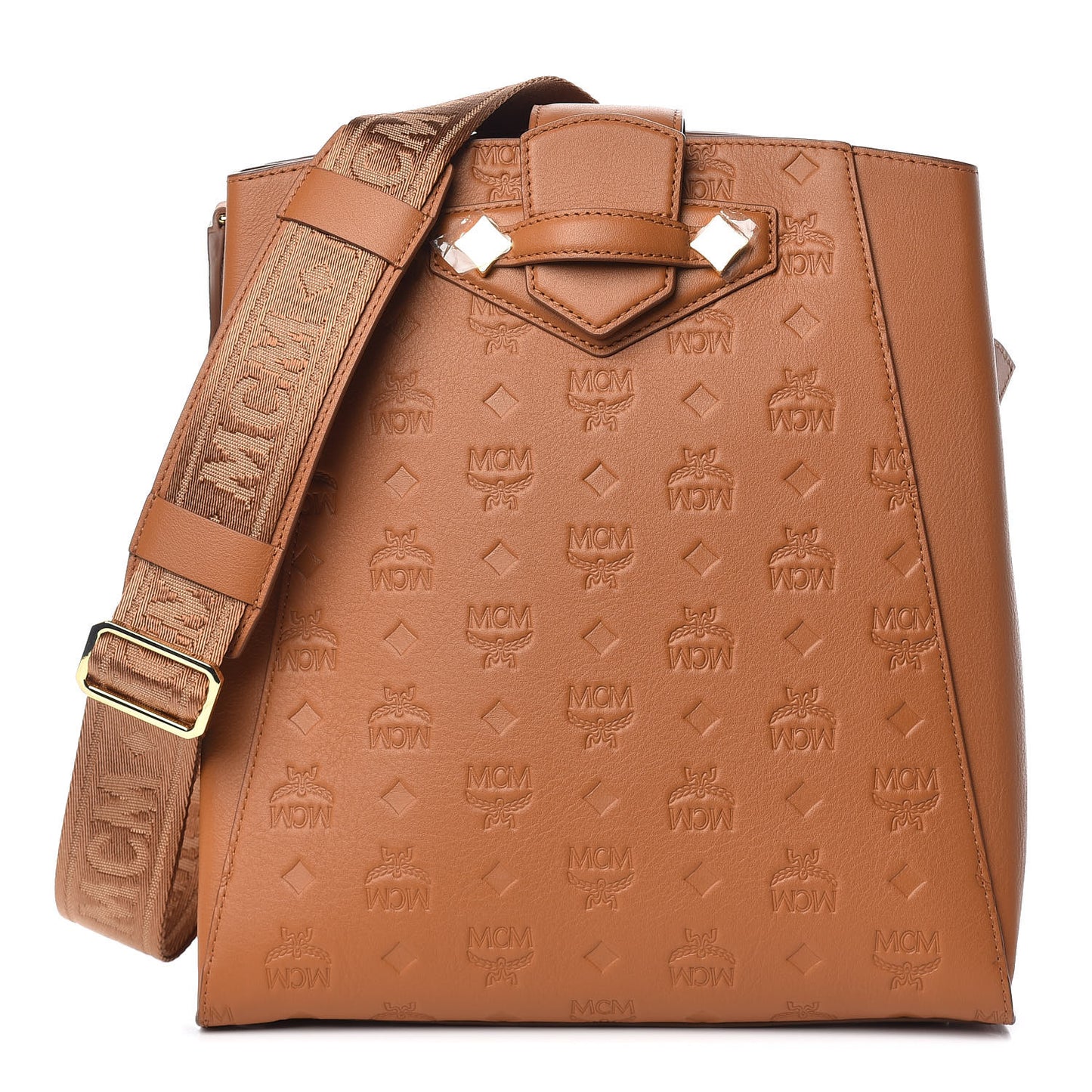 Calfskin Ottomar Monogram Essential Bucket Bag Cognac