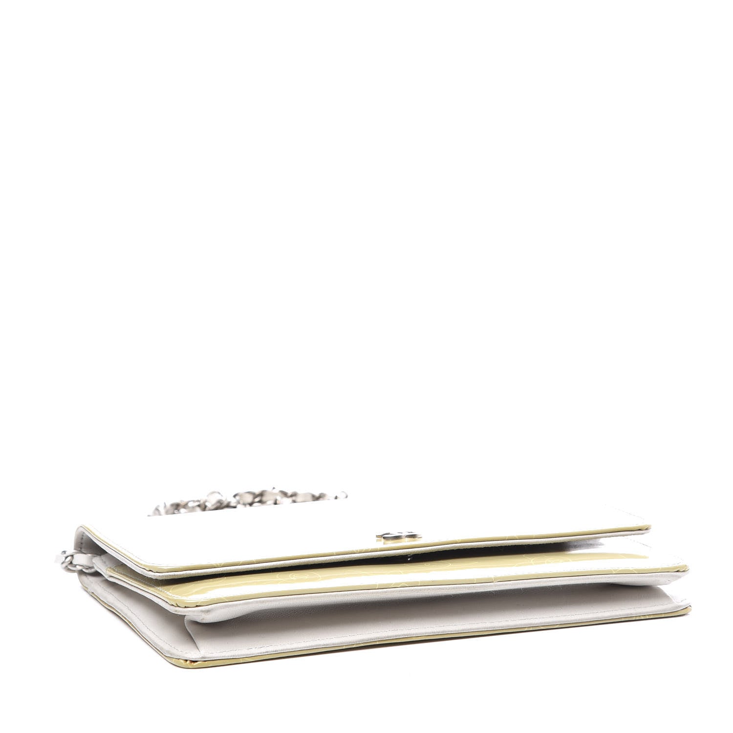 Chanel Patent Camellia Print Wallet On Chain WOC Gris Clair 3 of 11