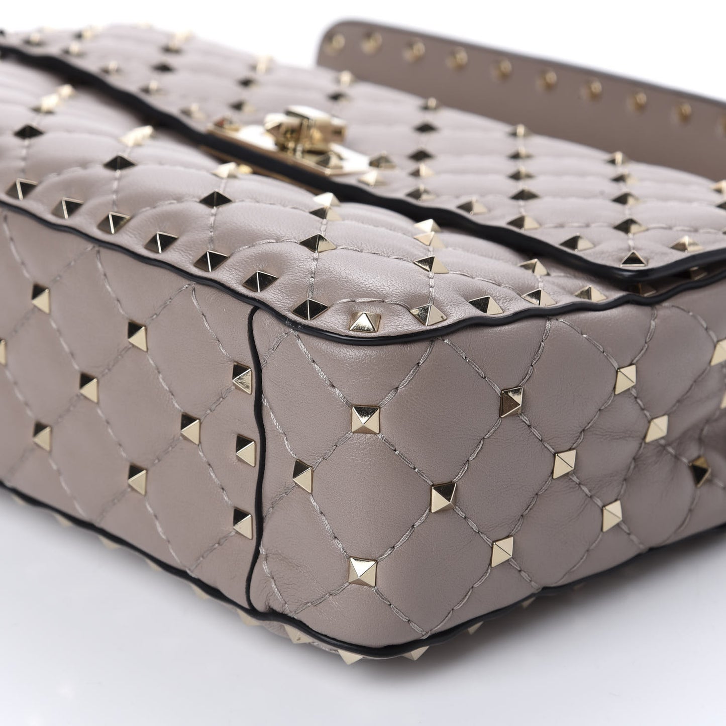 Lambskin Medium Rockstud Spike Shoulder Bag Poudre