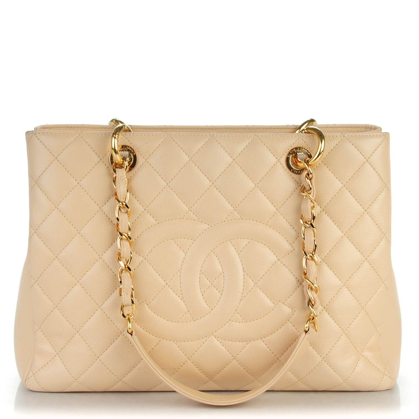 Caviar Quilted Grand Shopping Tote GST Beige Clair