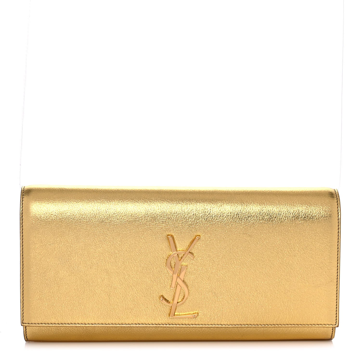 Saint Laurent Metallic Textured Calfskin Classic Monogram Cassandre Clutch Gold 1 of 11