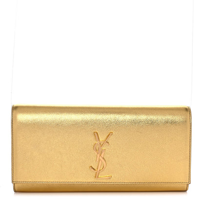 Saint Laurent Metallic Textured Calfskin Classic Monogram Cassandre Clutch Gold 1 of 11