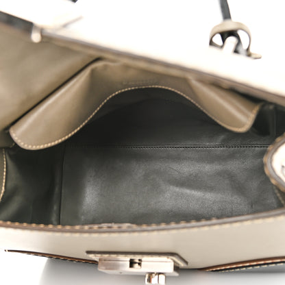 Prada Vitello Tri-Color Medium Sound Top Handle Satchel Grigio Black 5 of 18