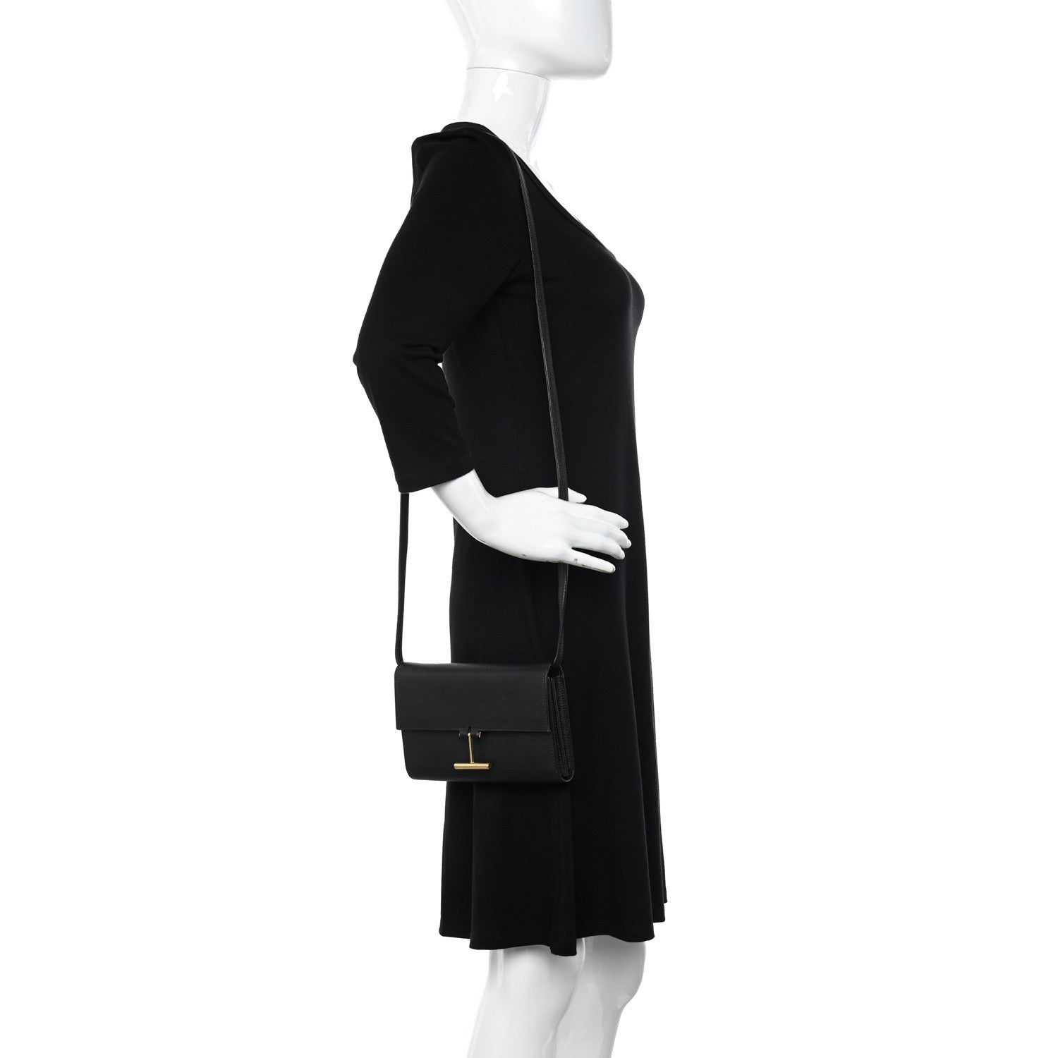 Tom Ford Calfskin T Clasp Tara Wallet On Strap Black 2 of 16