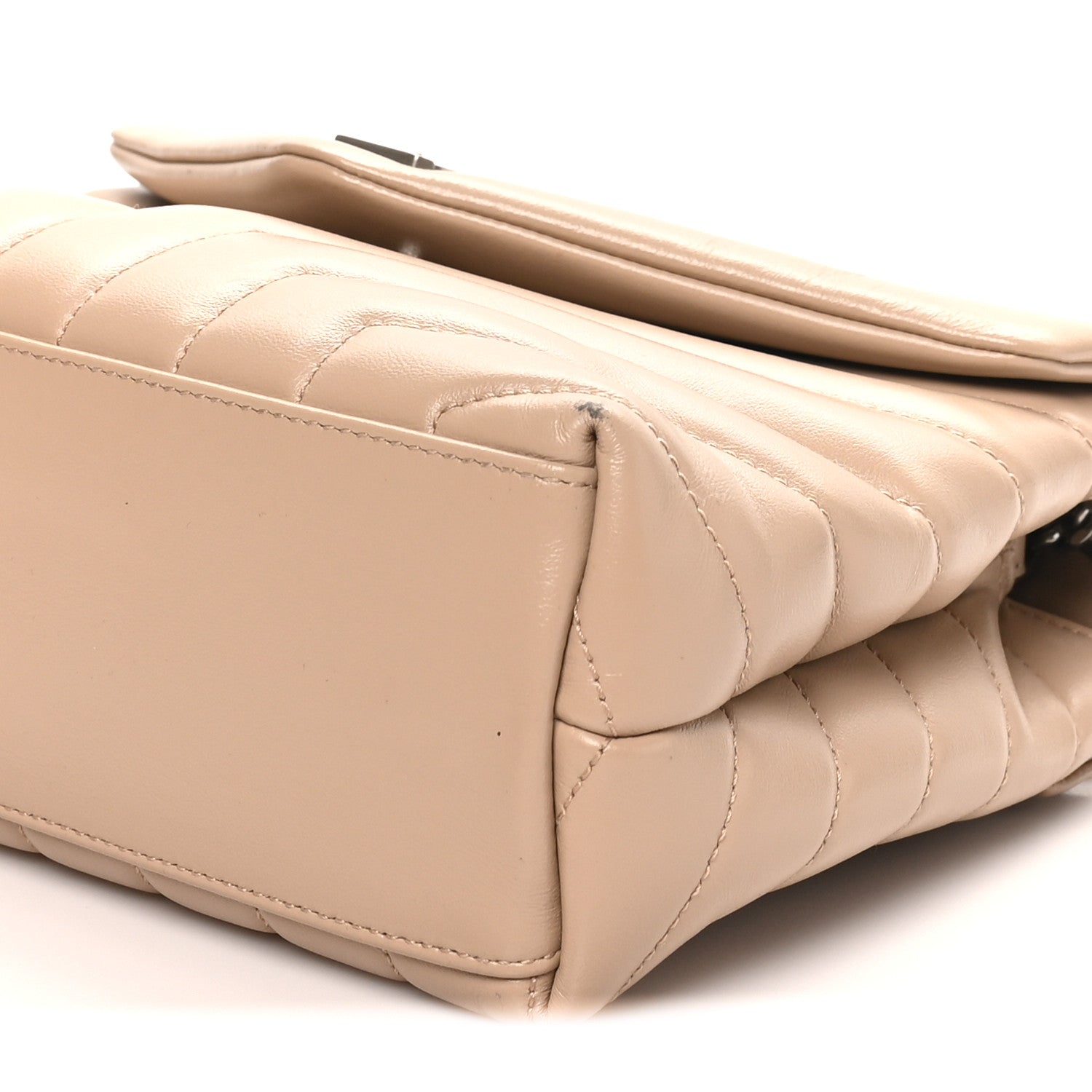 Saint Laurent Calfskin Y Quilted Monogram Small Loulou Chain Satchel Dark Beige 10 of 11