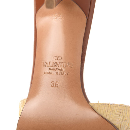 Valentino Garavani Raffia VLogo 65mm Slide Sandals 36 Natural 8 of 9