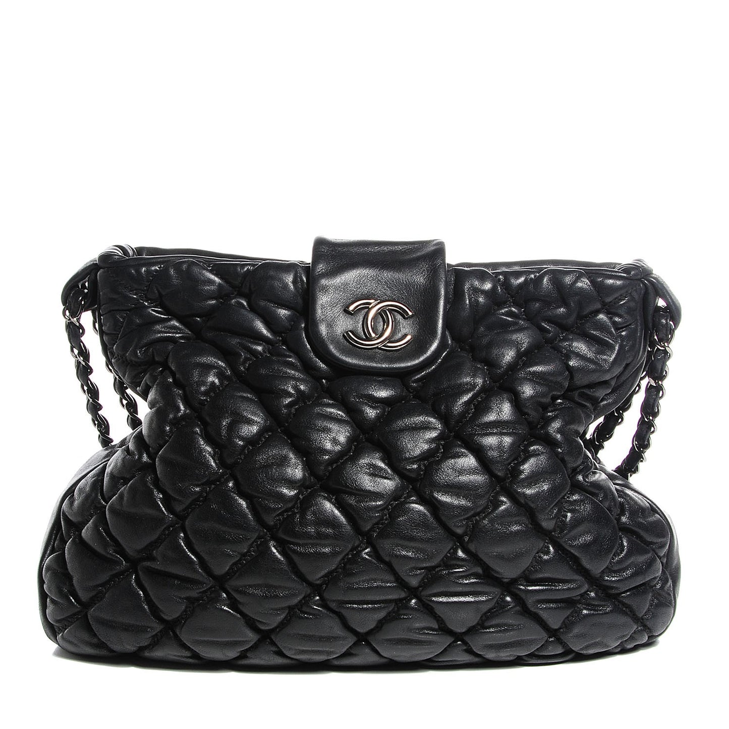 Calfskin Bubble Quilt Hobo Black