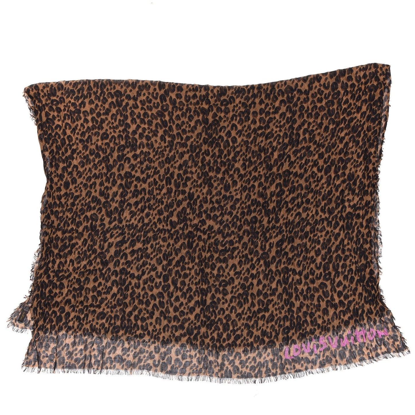 Cashmere Silk Leopard Etole Stole Marron