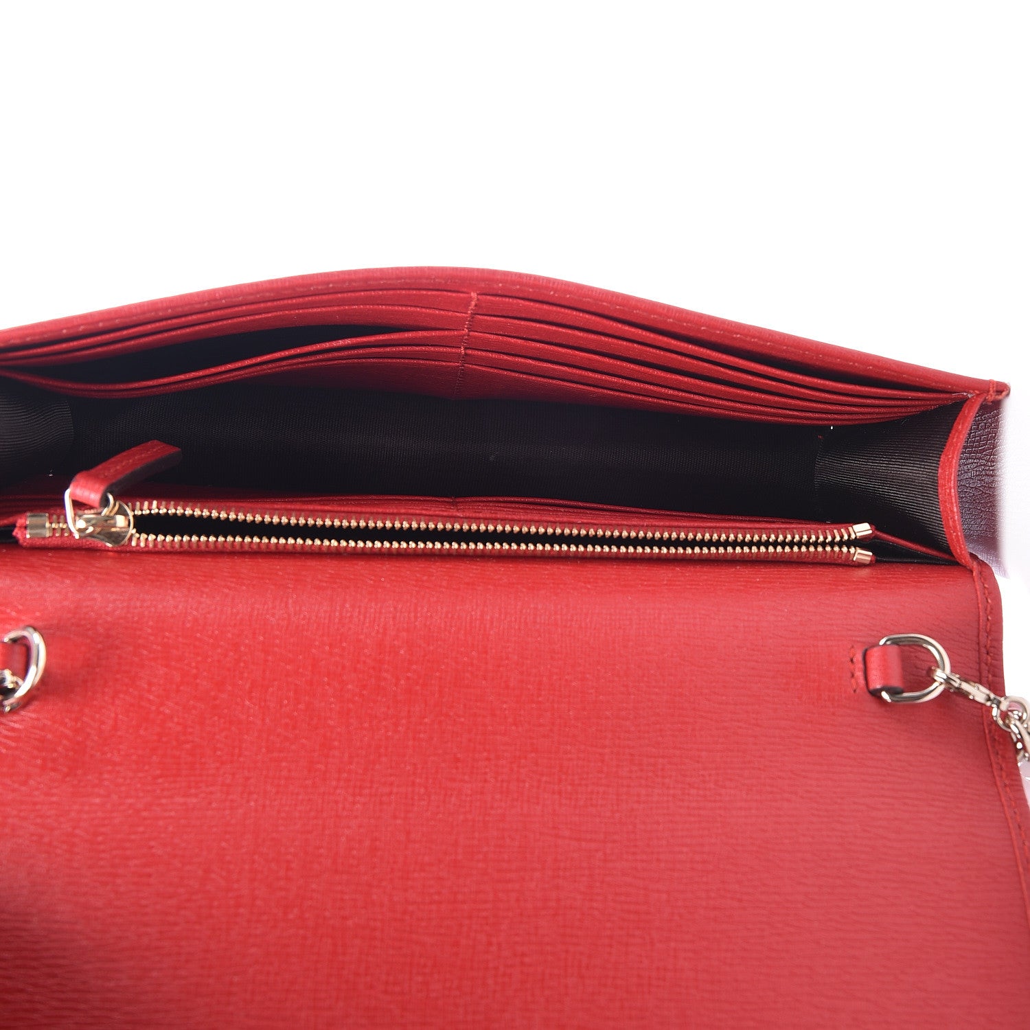 Gucci Textured Calfskin Medium Betty Chain Wallet Tabasco Red 5 of 9