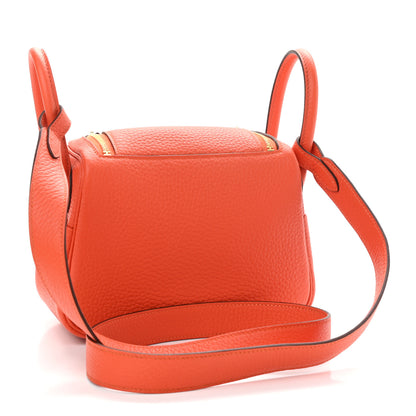Hermes Taurillon Clemence Mini Lindy 20 Feu 3 of 11