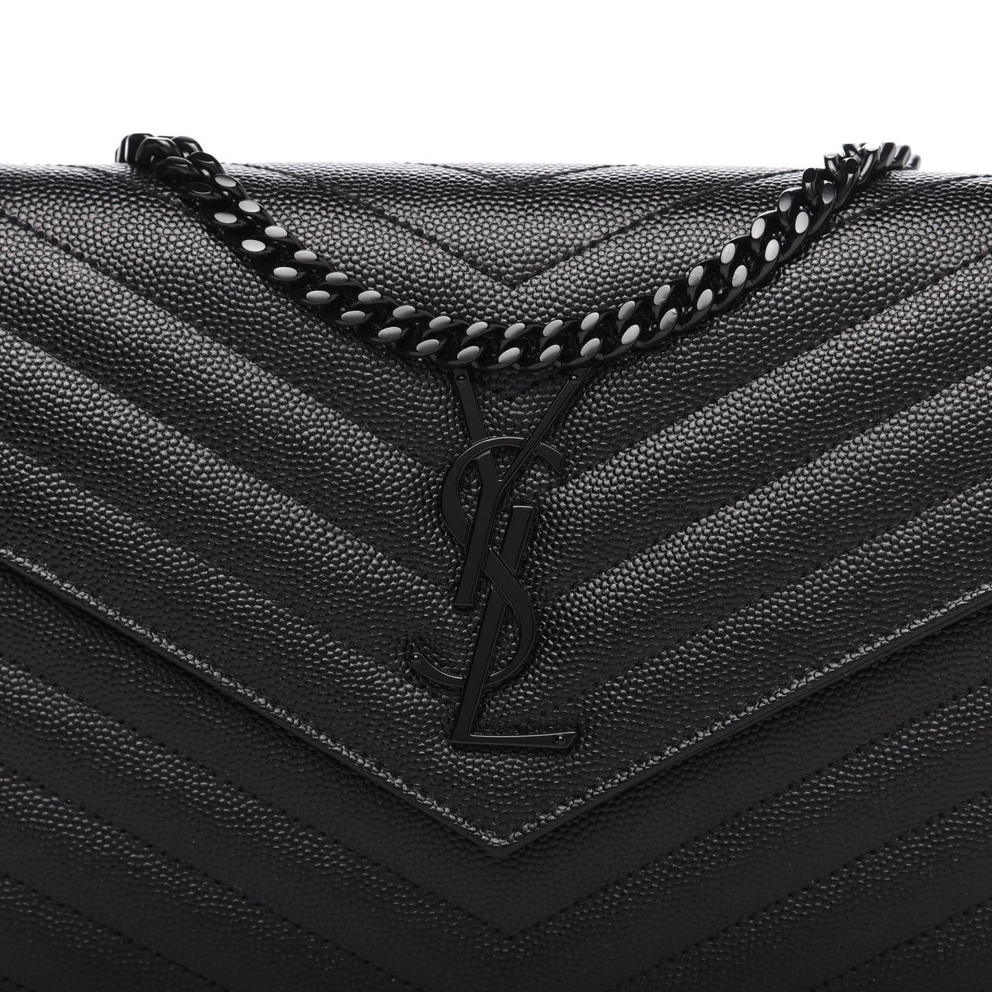 Grain De Poudre Matelasse Chevron Monogram Chain Wallet Black