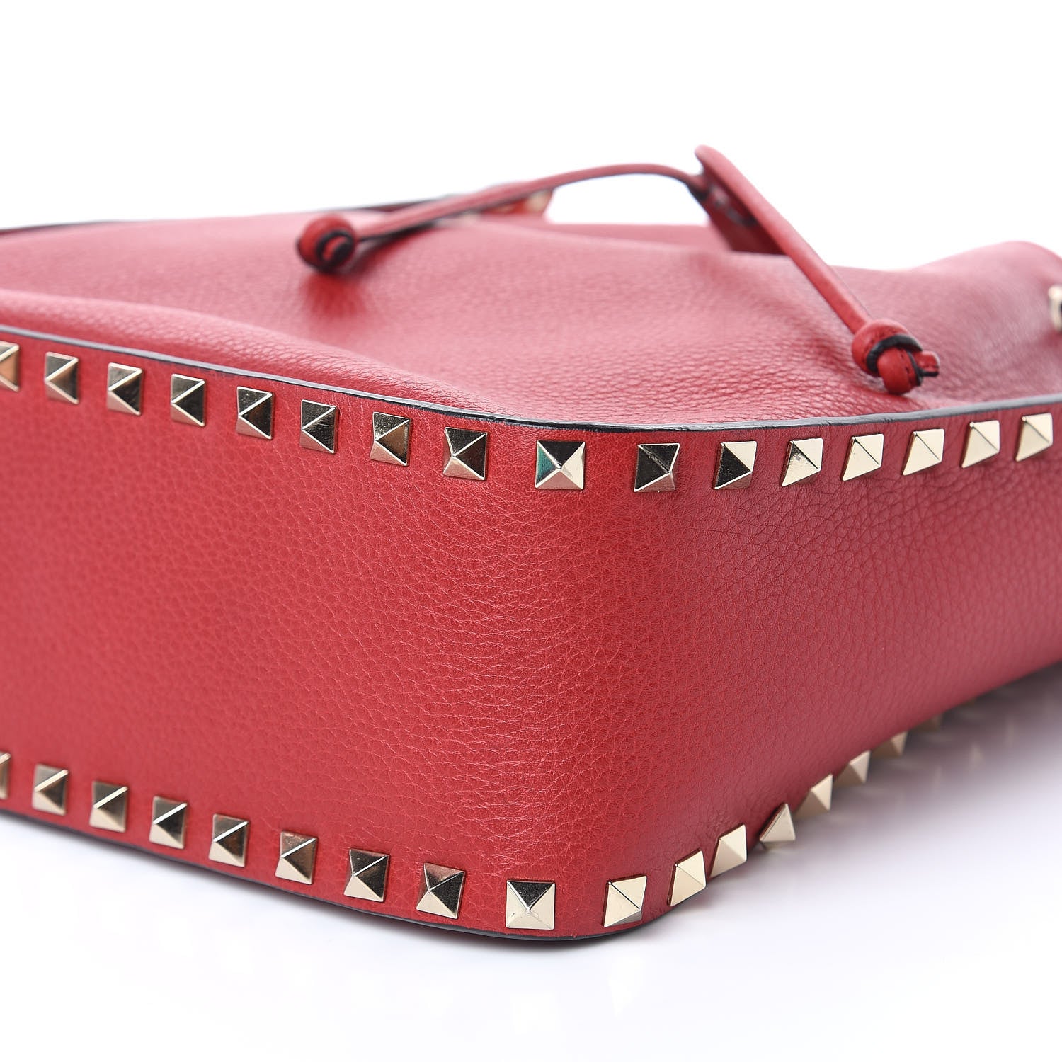 Valentino Garavani Grained Calfskin Rockstud Bucket Bag Red 10 of 10