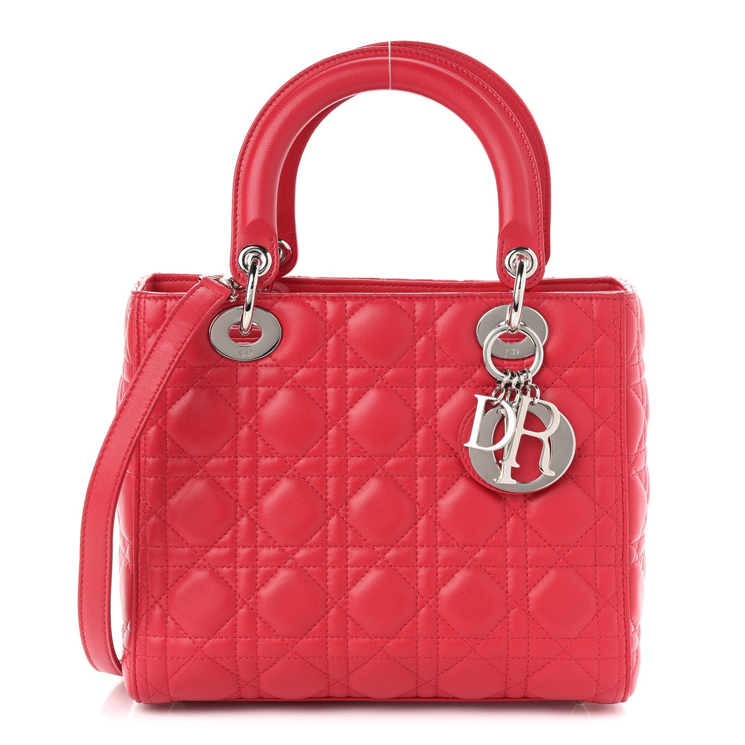 Christian Dior Lambskin Cannage Medium Lady Dior Red 1 of 8
