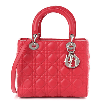 Christian Dior Lambskin Cannage Medium Lady Dior Red 1 of 8
