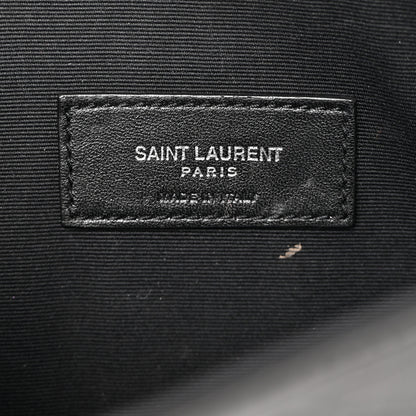 Saint Laurent Calfskin Crocodile Embossed Uptown Monogram Pouch Black 5 of 7