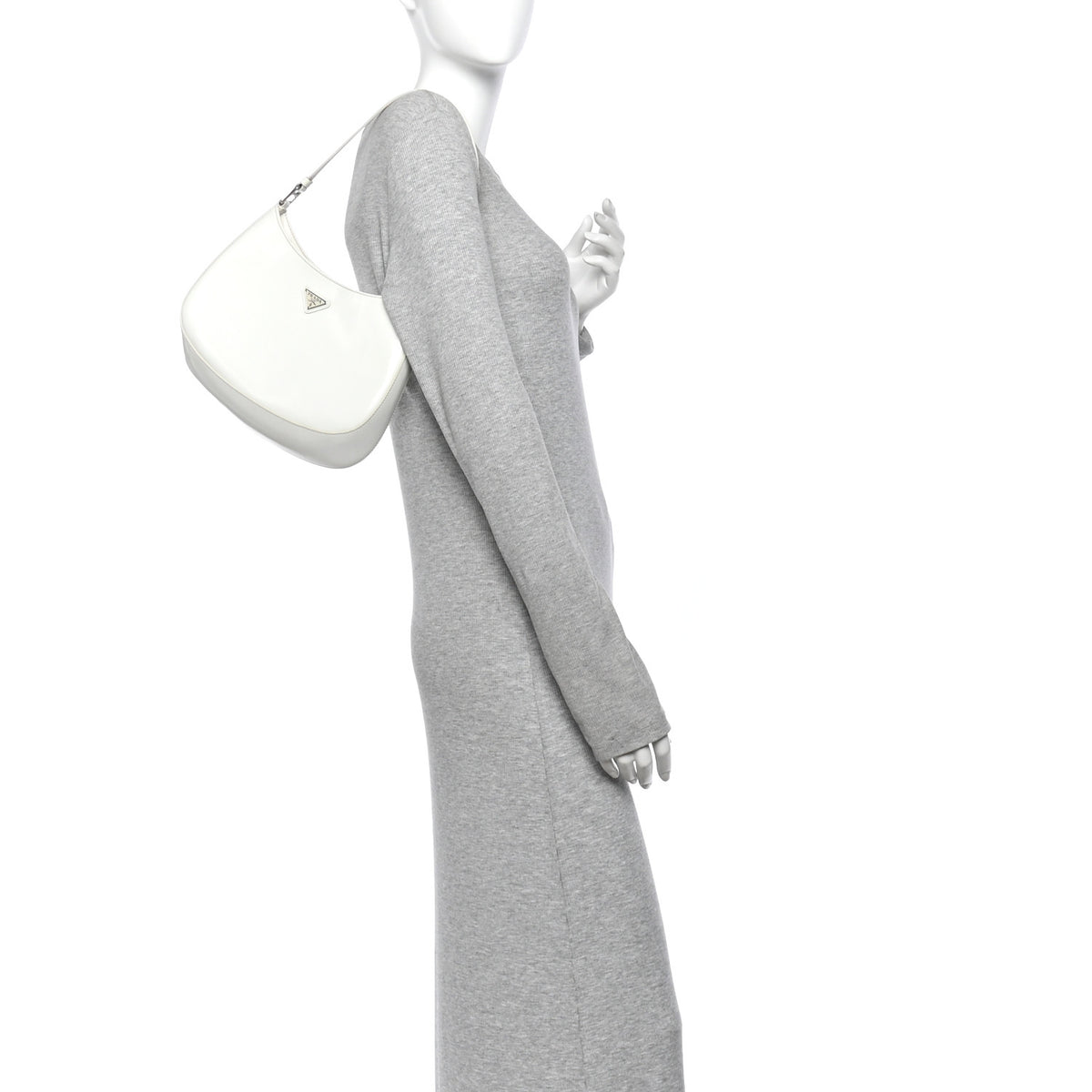 Prada Spazzolato Cleo Shoulder Bag White 2 of 13