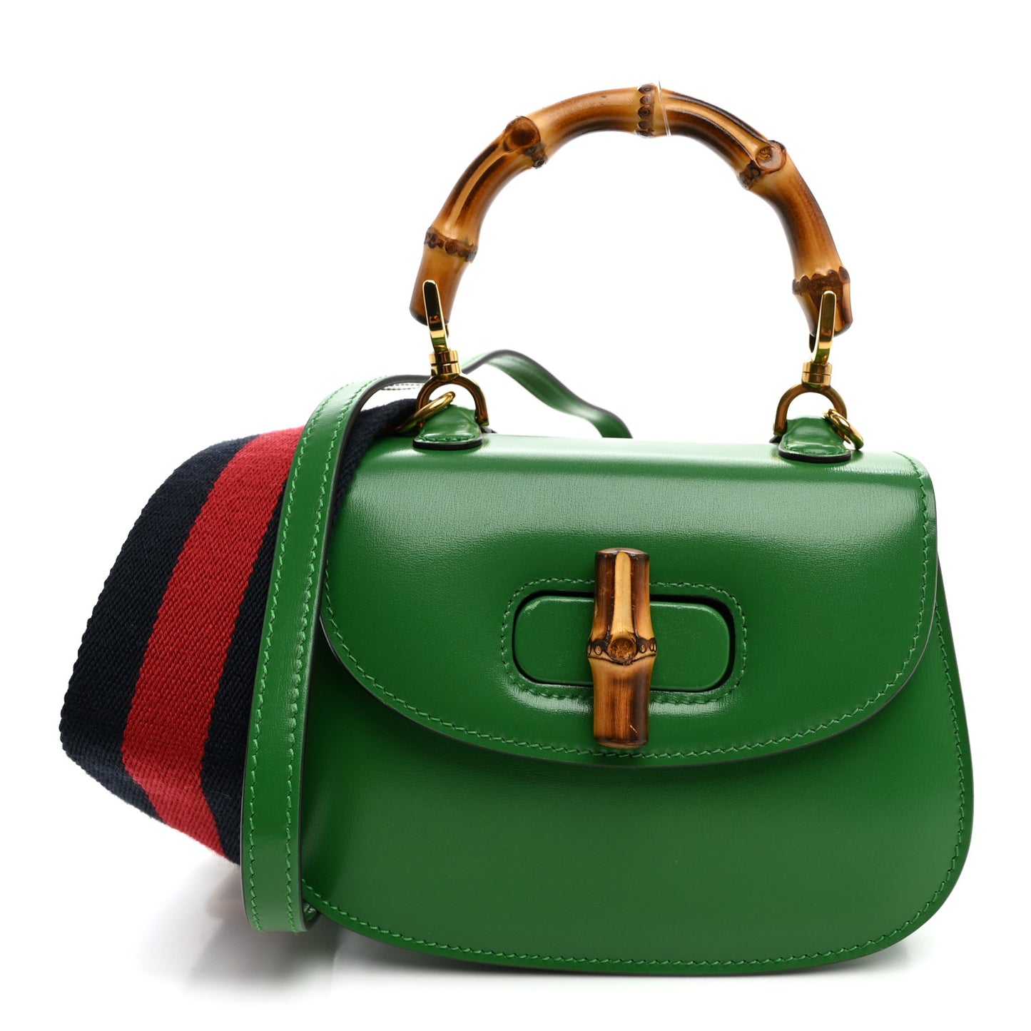 Boarded Dyana Lux Calfskin Web Mini Bamboo 1947 Top Handle Bag Spring Green