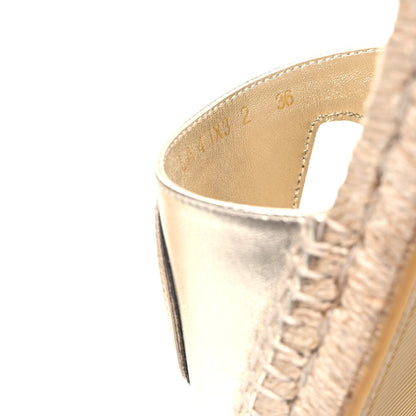 Valentino Garavani Laminated Napa Vlogo Cut Out Espadrille Flat Slide Sandals 36 Silver 10 of 10