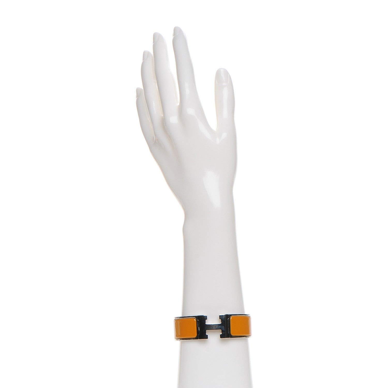 Hermes Enamel Wide Clic Clac H Bracelet GM Jaune Madras 2 of 4