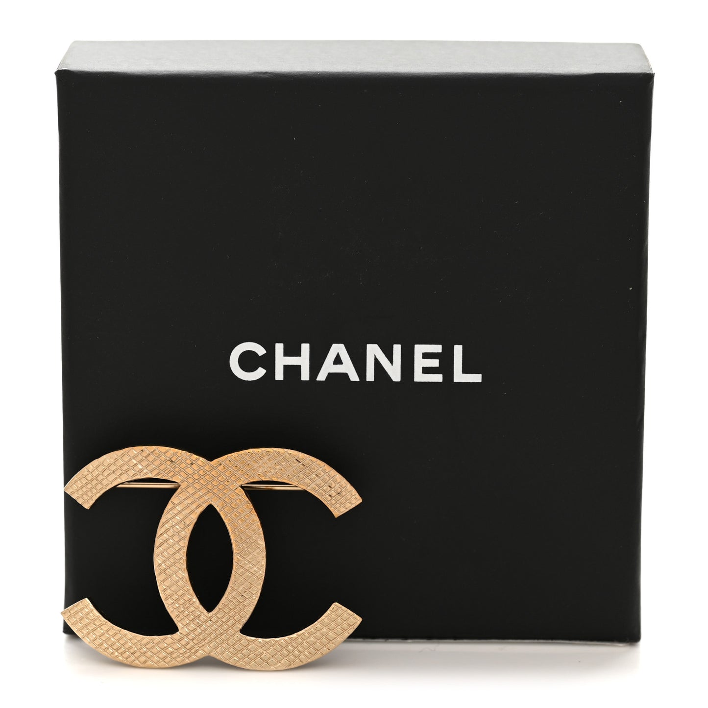 Quilted CC Brooch Light Gold