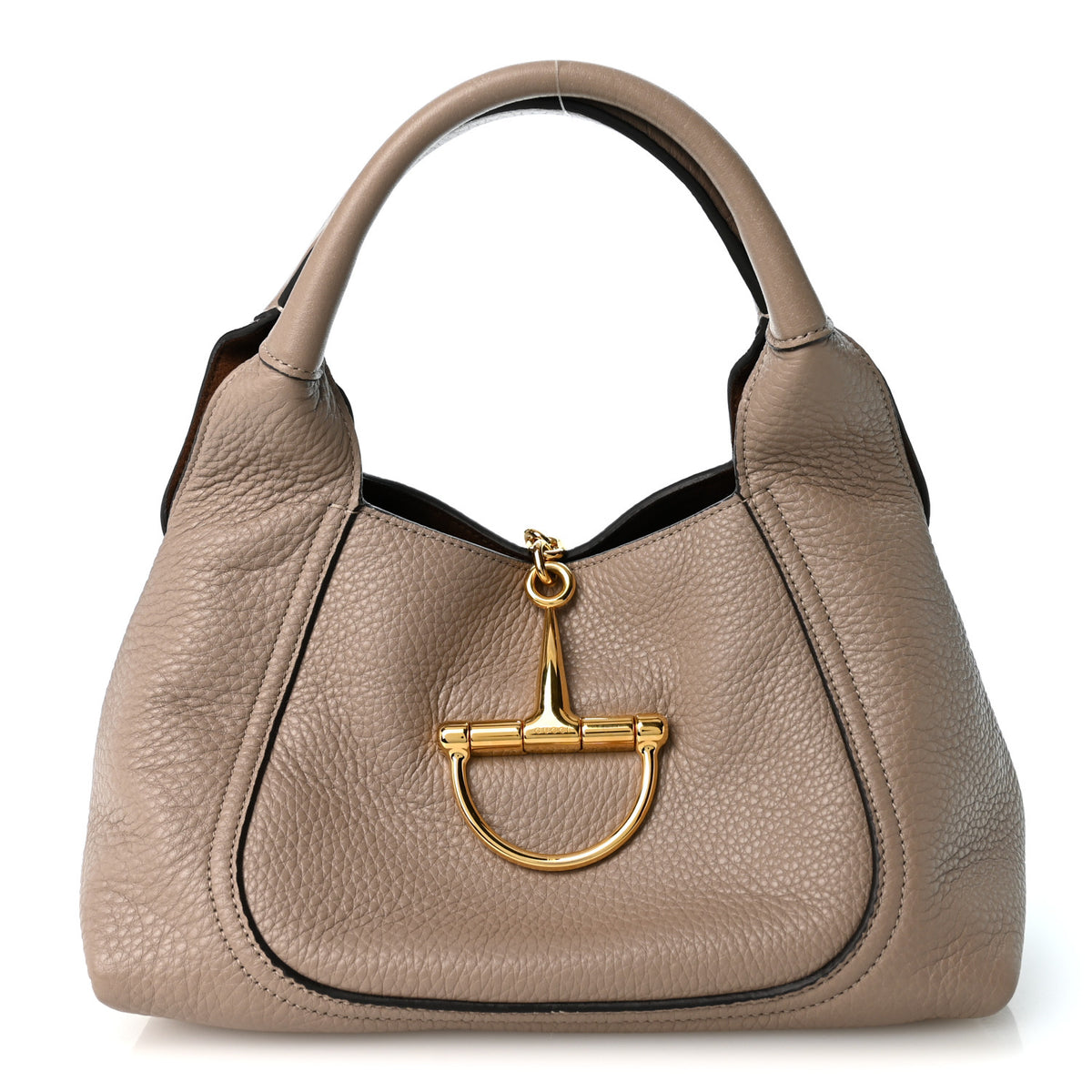 Gucci Grained Calfskin Softbit Medium Shoulder Bag Taupe 1 of 9