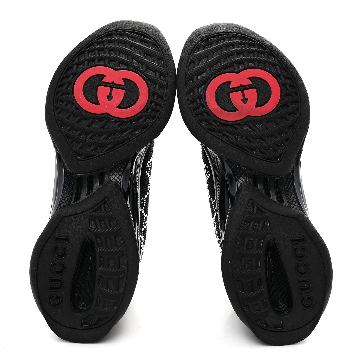 Gucci Tela Retino Mesh Crystal Suede GG Monogram Womens Gucci Run Sneakers 37.5 Black Silver 6 of 10