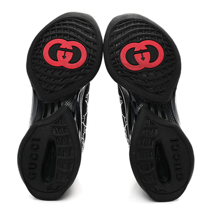 Gucci Tela Retino Mesh Crystal Suede GG Monogram Womens Gucci Run Sneakers 37.5 Black Silver 6 of 10